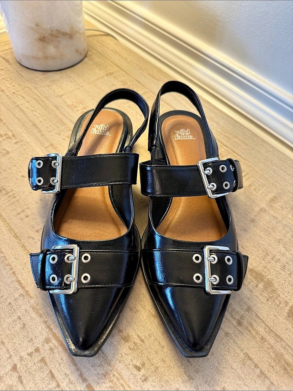 Wild Fable Peyton Double Buckle Slingback Flats Black